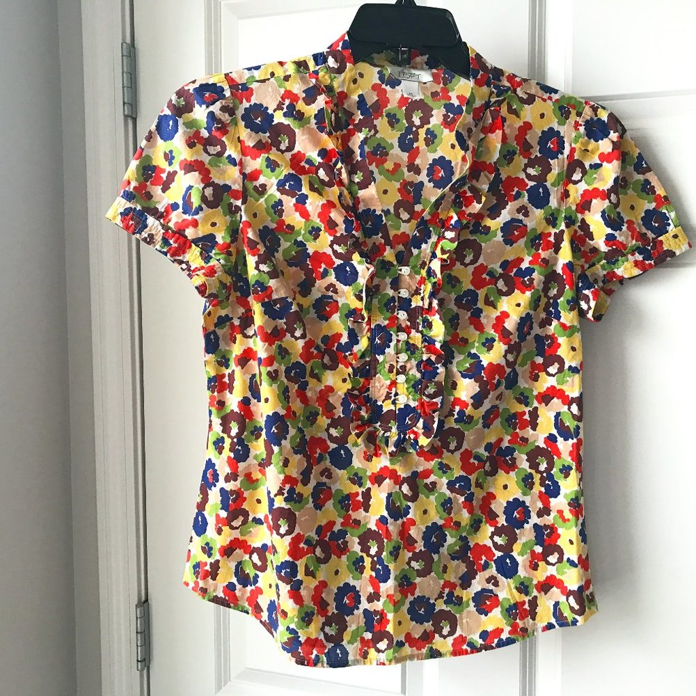 Loft Short Sleeve Floral Blouse